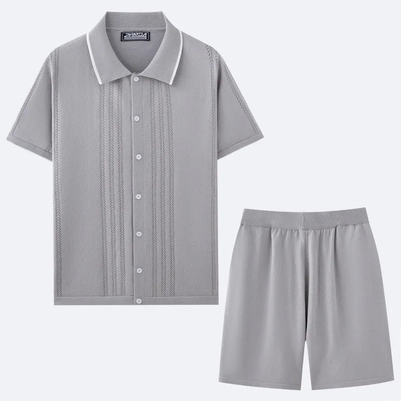 Business casual short sleeve sweater top with matching shorts in Tencel viscose fabric available in multiple colours