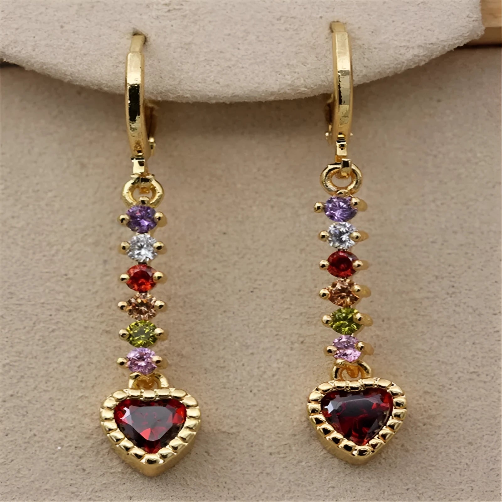 Heart-shaped women's earrings with metallic gold or silver electroplated finish