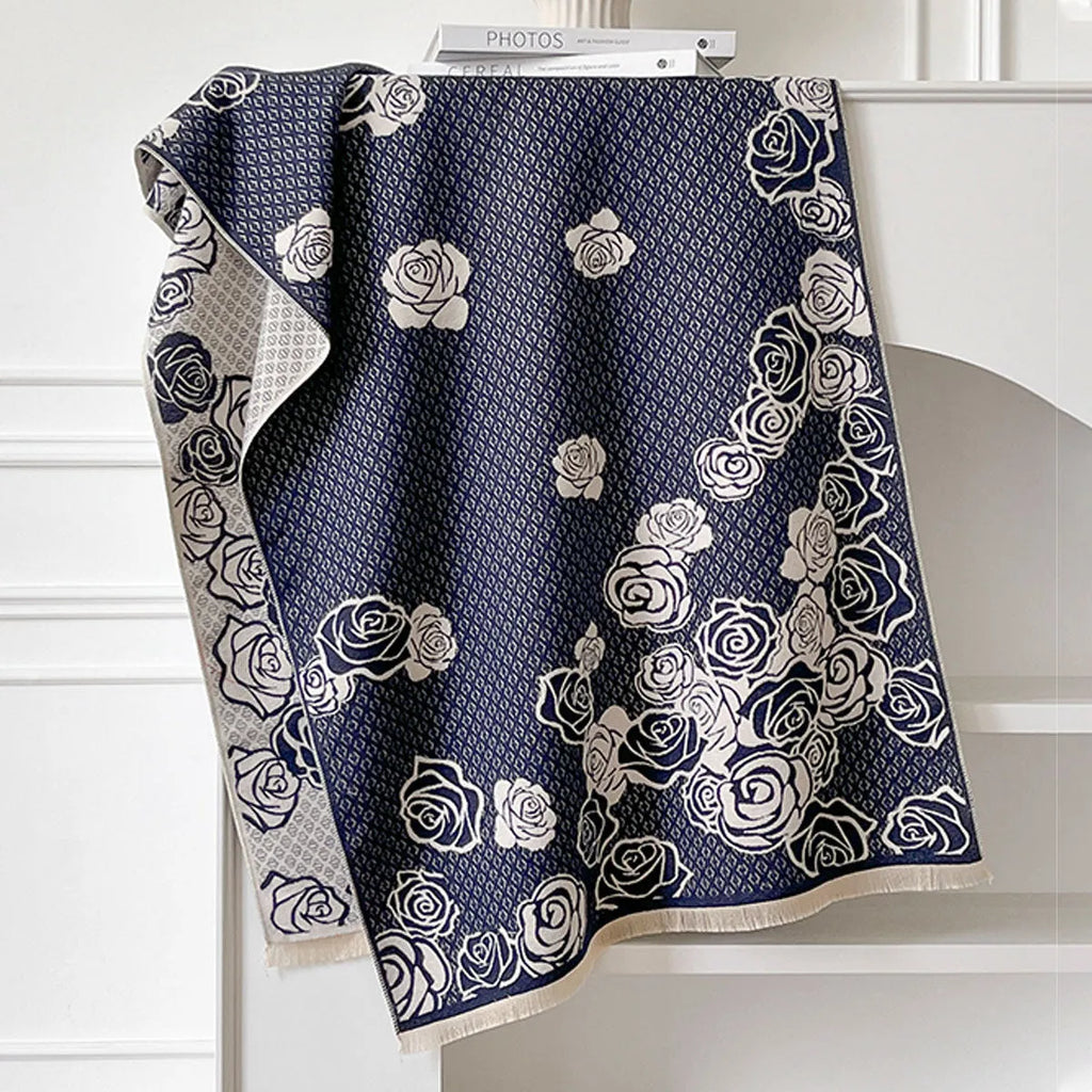 thick imitation cashmere scarf in gray with tassel detailing, 185x65cm
