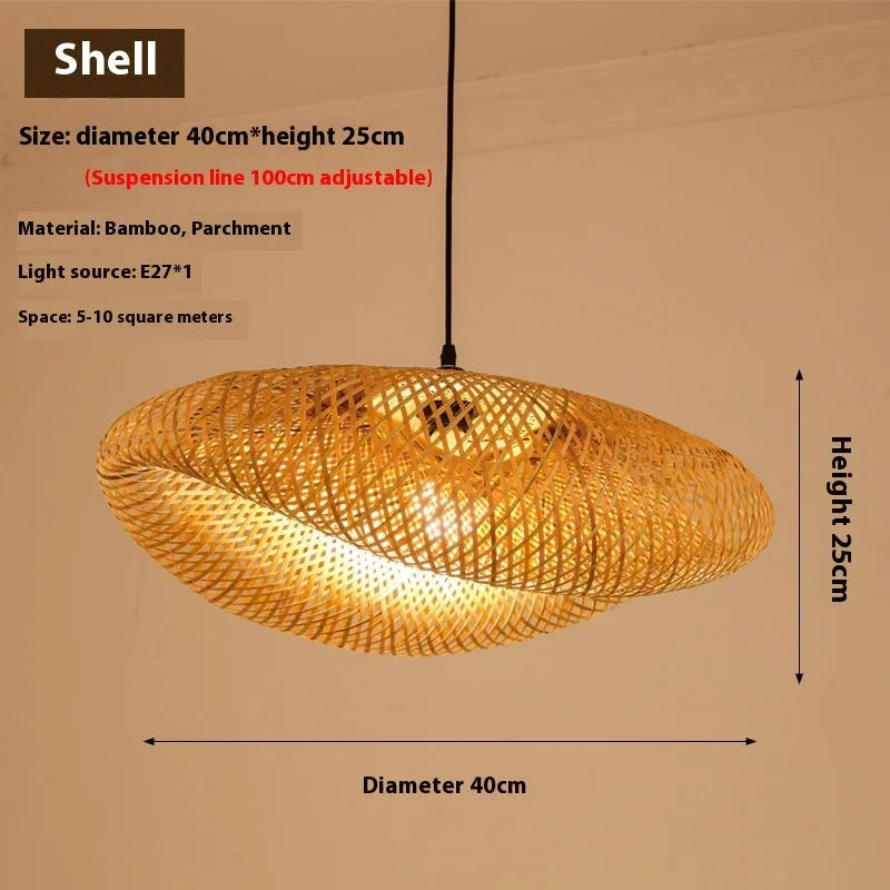 40cm diameter bamboo chandelier lamp in traditional Chinese Zen style