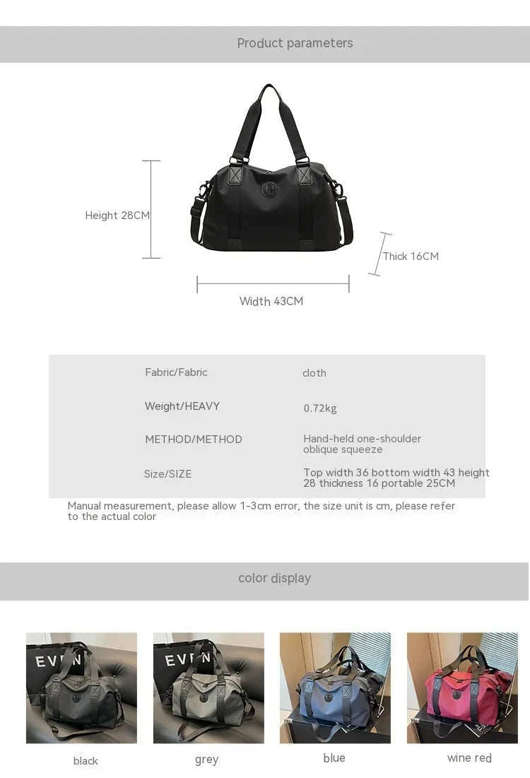 Waterproof Oxford cloth travel bag in black, blue, grey or red with 36-55 litre capacity