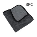 Grey 40x40cm square microfiber car wash and drying towel laid flat
