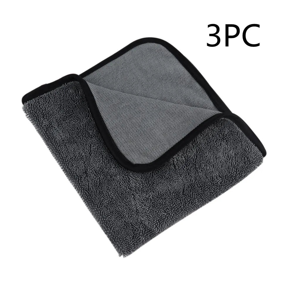 Grey 40x40cm square microfiber car wash and drying towel laid flat