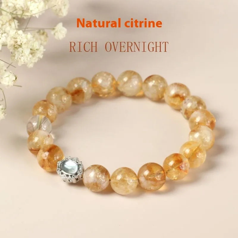 Citrine crystal bracelet with 10mm geometric stone in polished finish