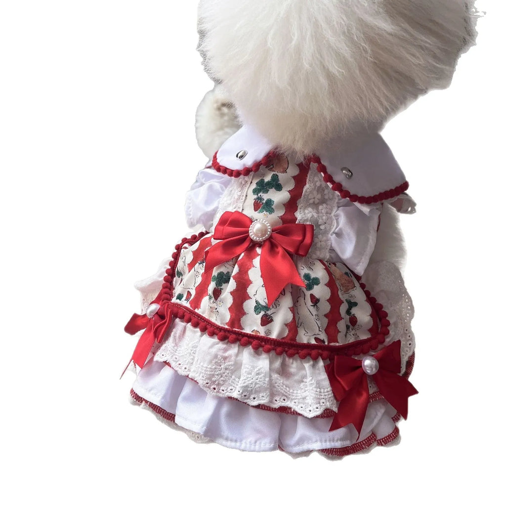 Small dog wearing polyester princess style rabbit skirt costume in various sizes