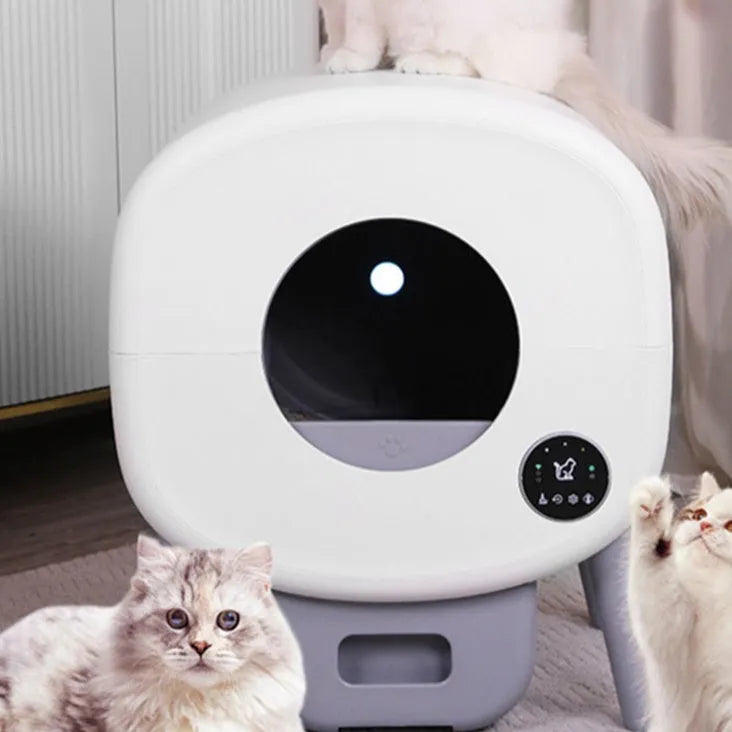 Automatic self-cleaning cat litter box with large 76L capacity and ABS plastic construction