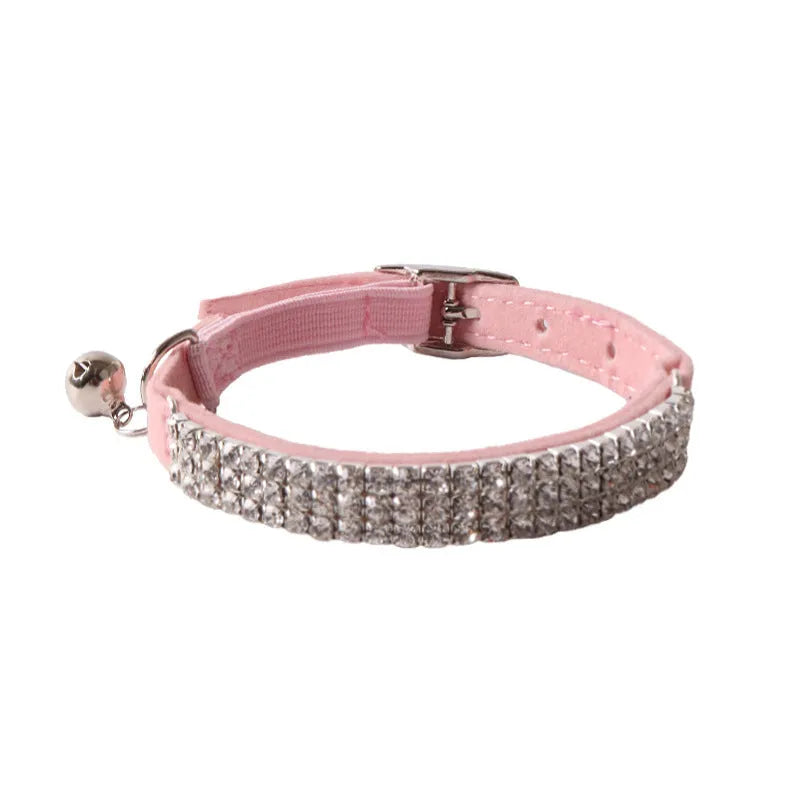 Soft flocking cat collar with elastic buckle in six colour options