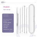 Four silver metal acne needles with ultra-fine points for blackhead removal.