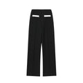 Women's two-piece set with beaded round neck top and high-waisted stretch trousers in street fashion style