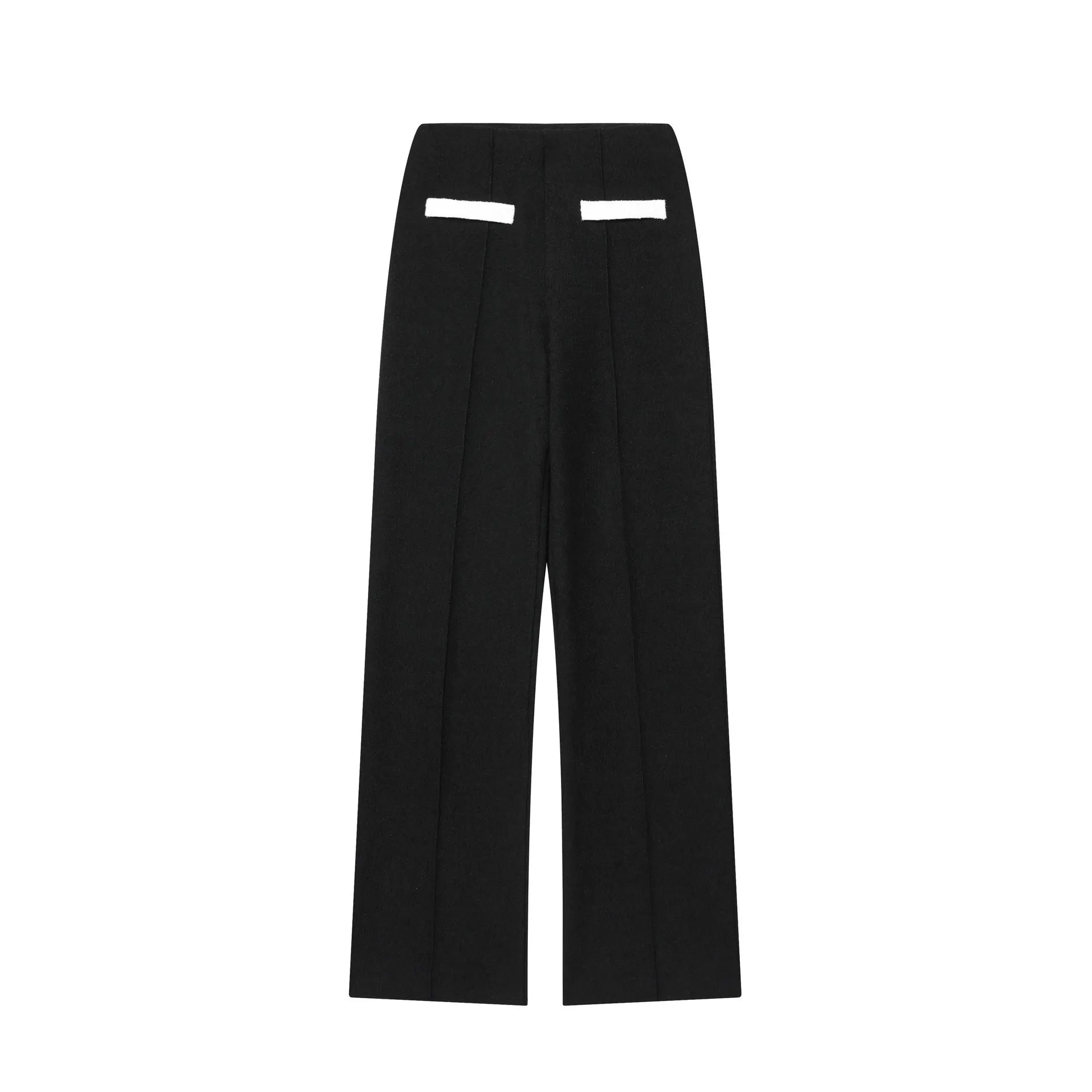 Women's two-piece set with beaded round neck top and high-waisted stretch trousers in street fashion style