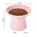 Ceramic elevated cat food bowl in blue, green, pink or white with wide shallow design