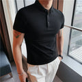 Solid colour polo shirt with lapel collar and short sleeves in cotton blend, summer colour options