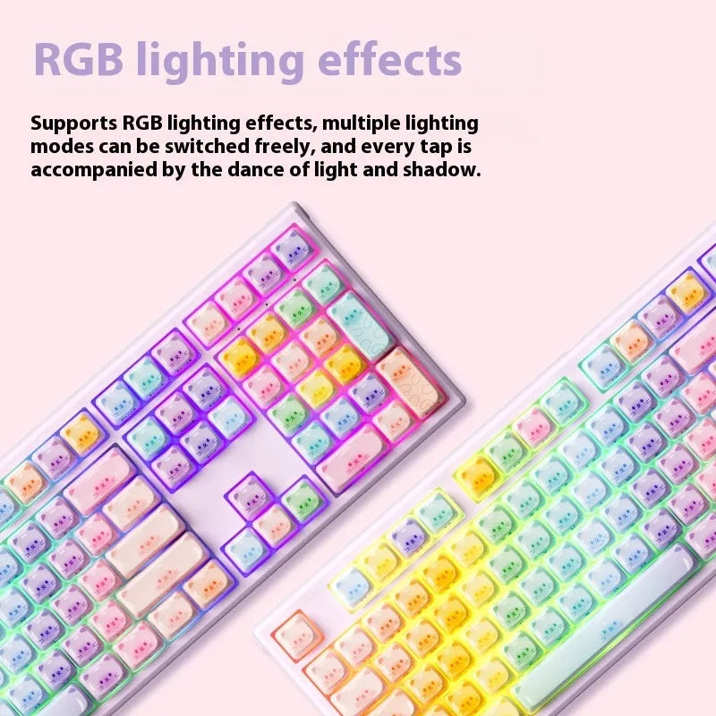 MG108B coloured sugar cat design mechanical keyboard with piano switches and Bluetooth connectivity