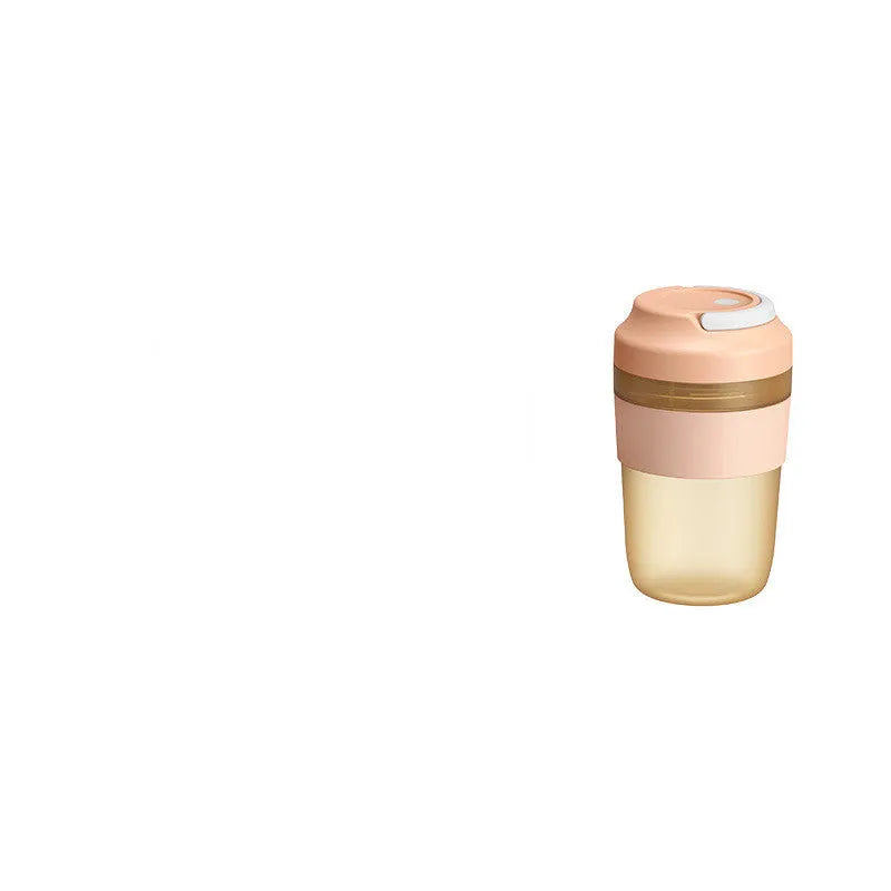 Portable rechargeable blender juicer cup 400ml with four stainless steel blades in avocado green