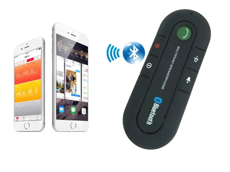 Black Bluetooth handsfree sun visor music player clipped to car sun visor with ABS housing