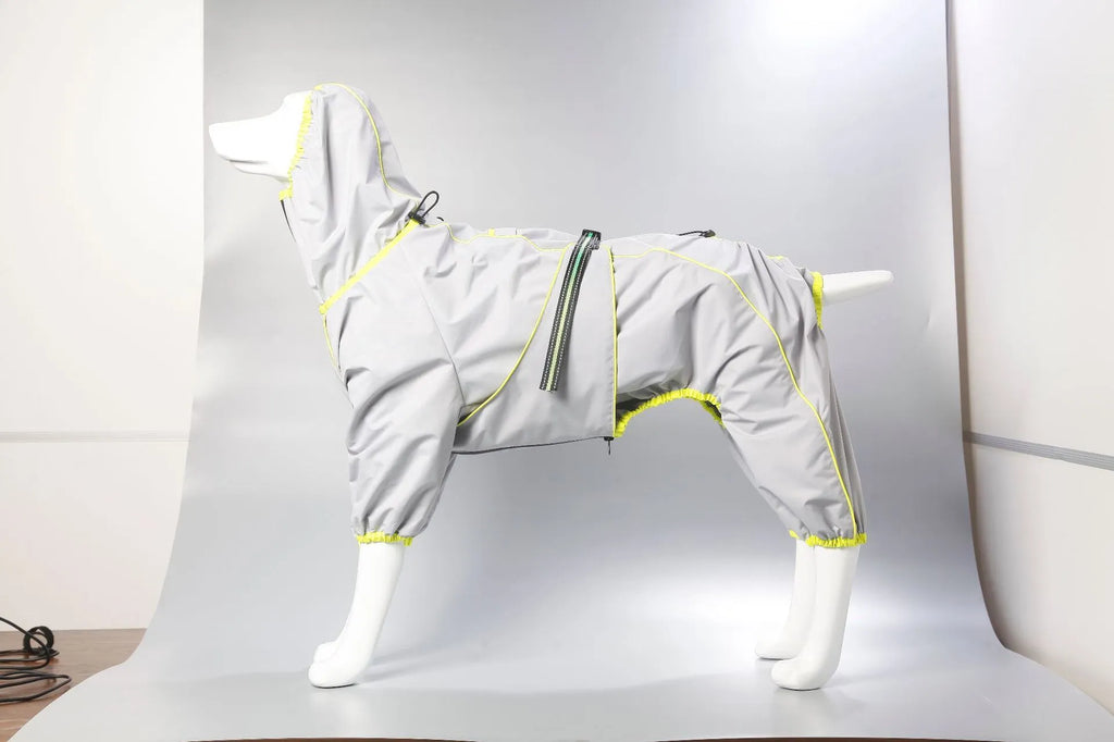 Dog shell jacket cotton-padded in red colour on a white background