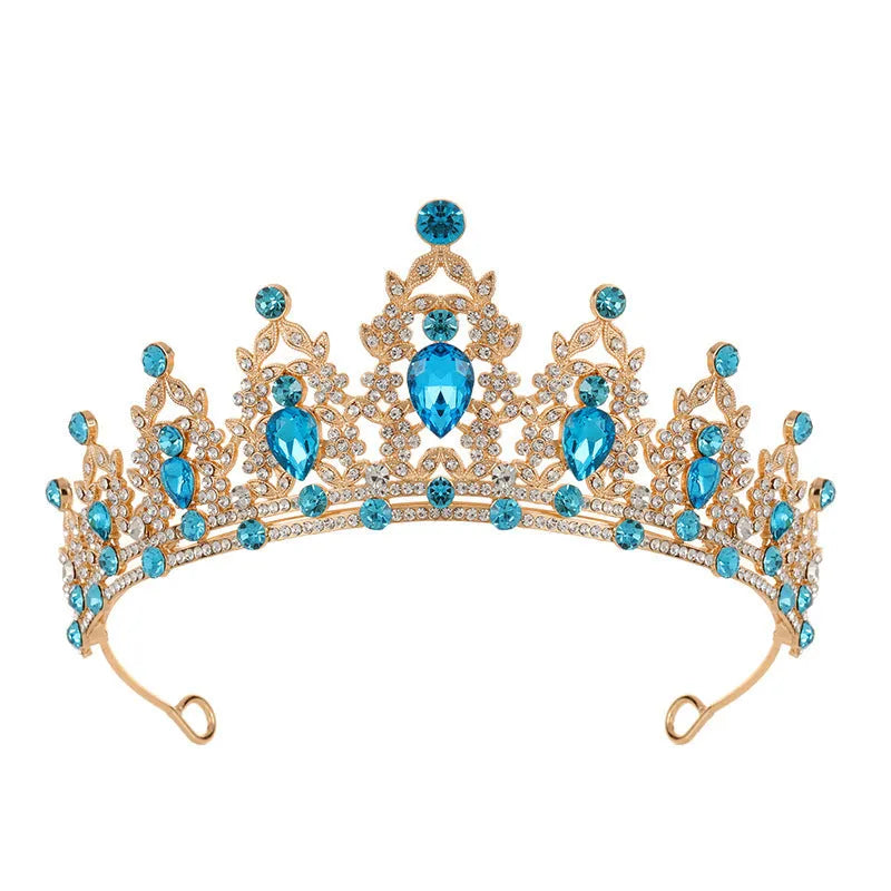 Baroque bride headdress crown with rhinestone detailing in silver and gold colour options