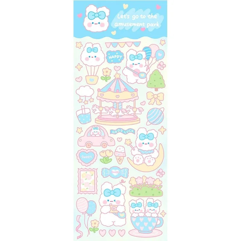 PVC waterproof cartoon stickers for diary and planner decoration with adhesive backing