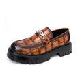 Men's crocodile pattern loafers flat heel in black, brown, and yellow, sizes 38 to 46, British style autumn shoes