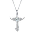 Copper cross stethoscope necklace with delicate wings element in white or red diamond electroplated finish