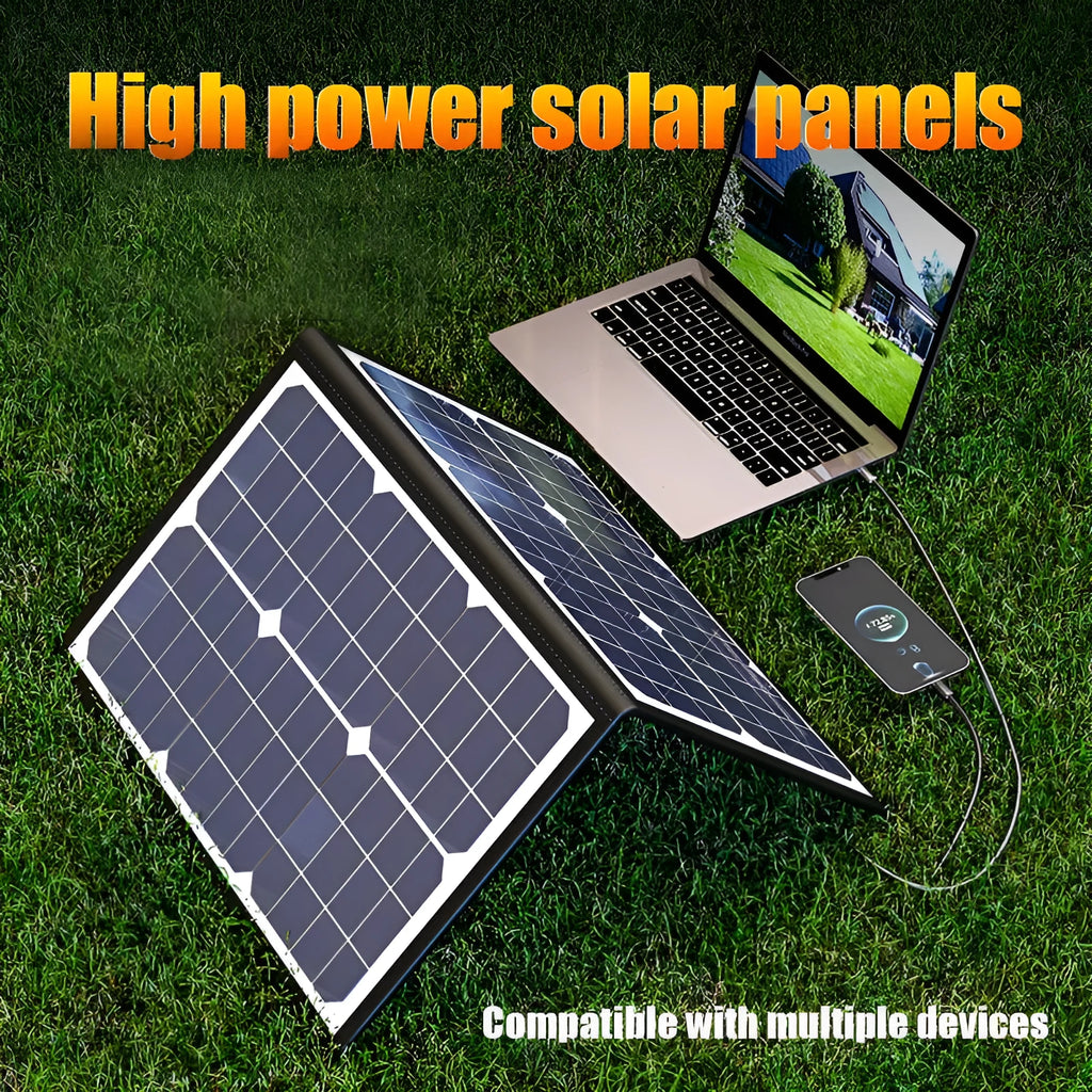 Black 40W portable folding solar panel bag with compact 425x285x8mm folded dimensions