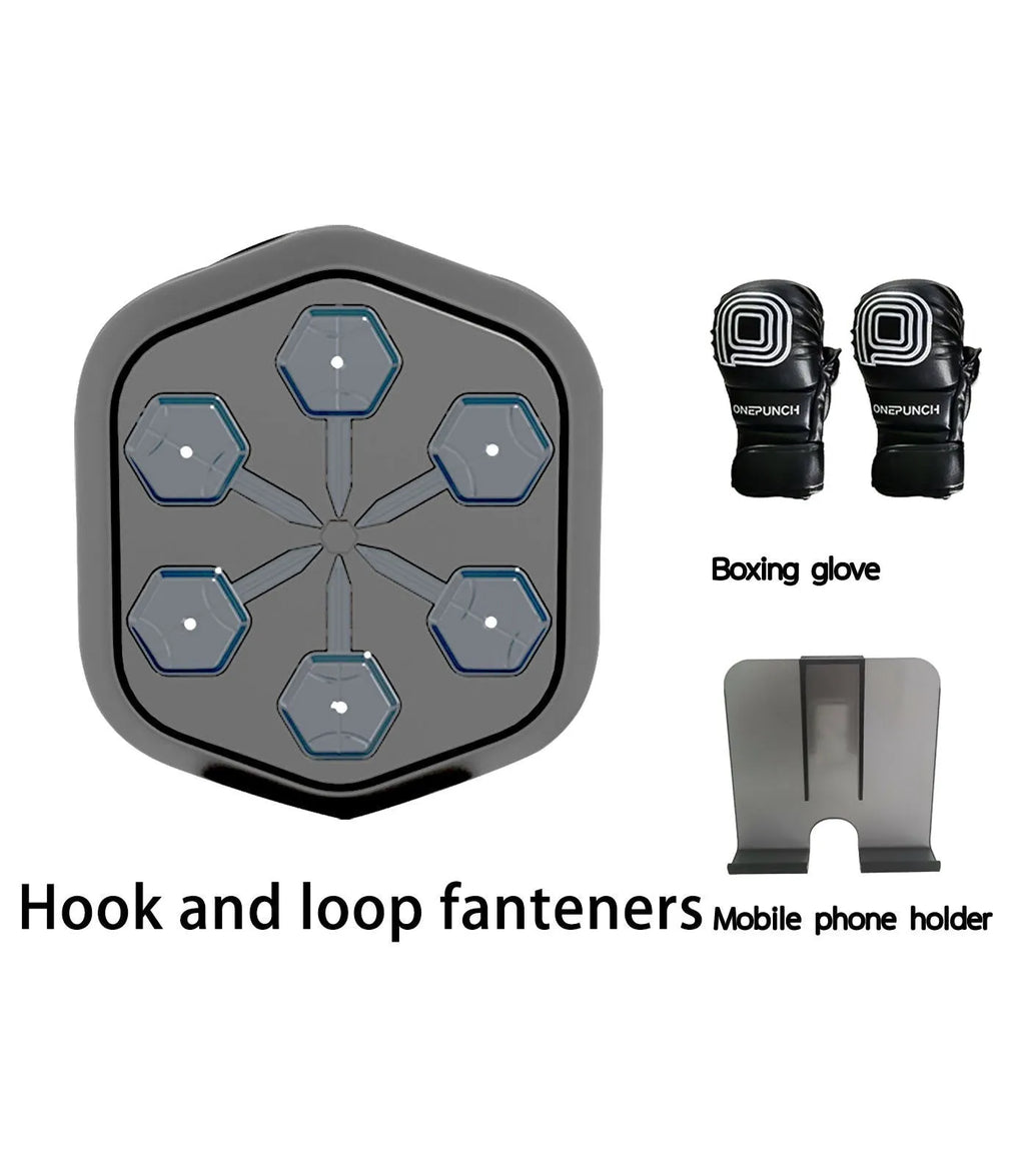 Black smart boxing machine with Bluetooth link and 200kg strike capacity