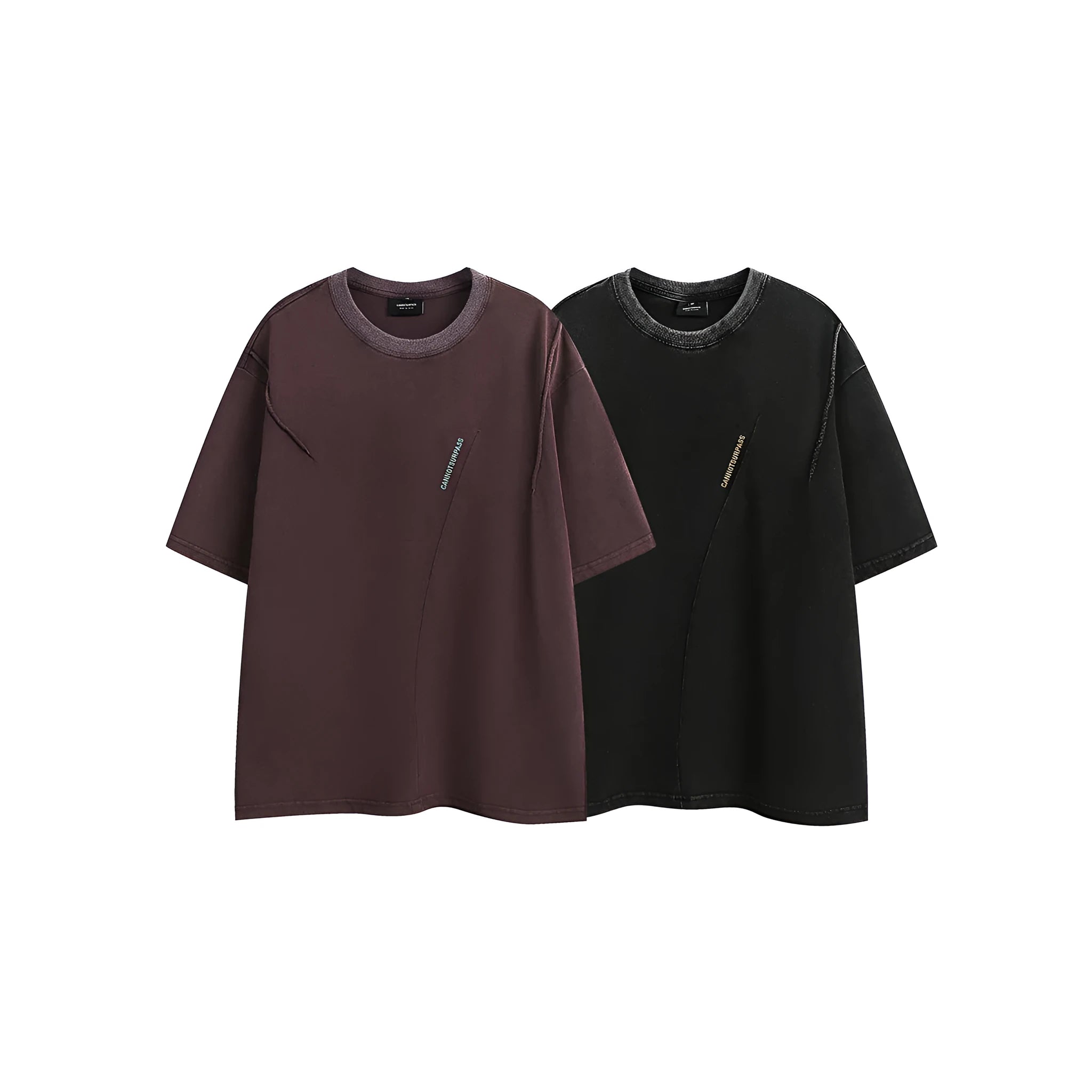 Retro loose fit half-sleeve T-shirt with embroidered detail in washed cotton fabric