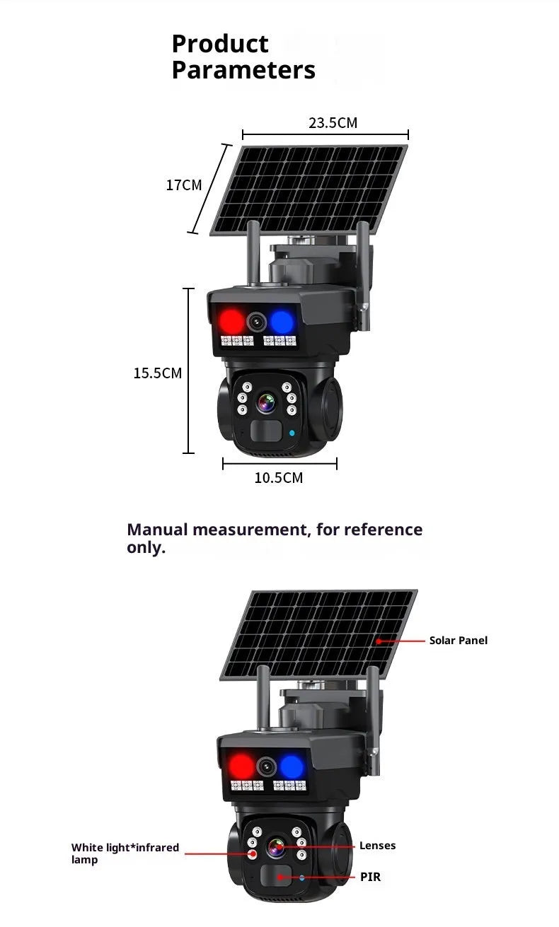 QD5S 4G solar outdoor home security camera with full colour video and 325° rotation