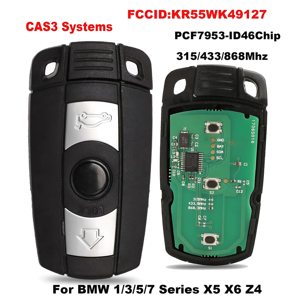 BMW HU92 semi-intelligent remote car key replacement with three-button design
