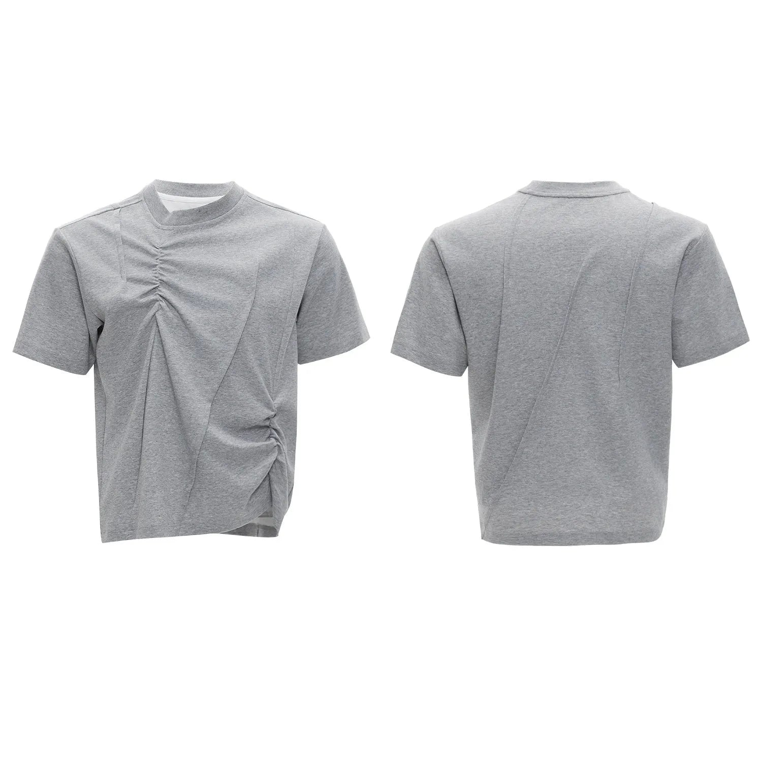 Men's loose cotton T-shirt with asymmetric stitching in black, grey or white colours