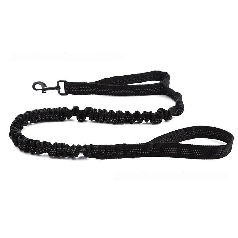 Dog retractable elastic reflective hand holding rope nylon lead in black with 100kg tension rating