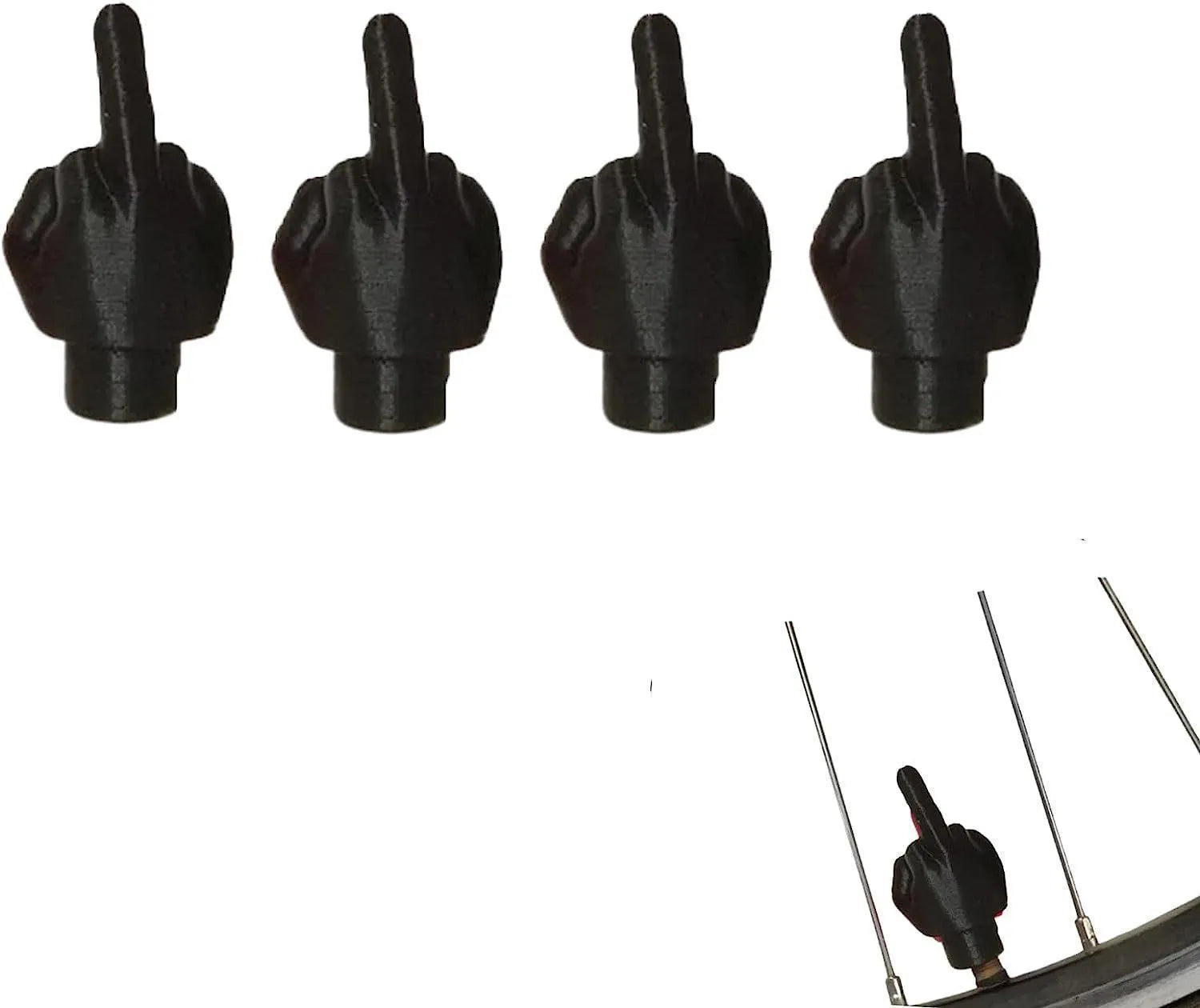Four black and four skin colour latex tyre valve dust caps for car wheels.