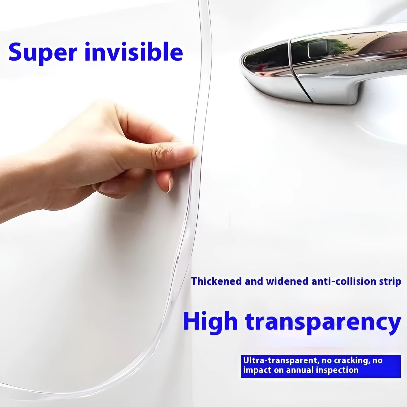 Transparent PVC car door bumper strip protection for universal fit on all vehicle door edges