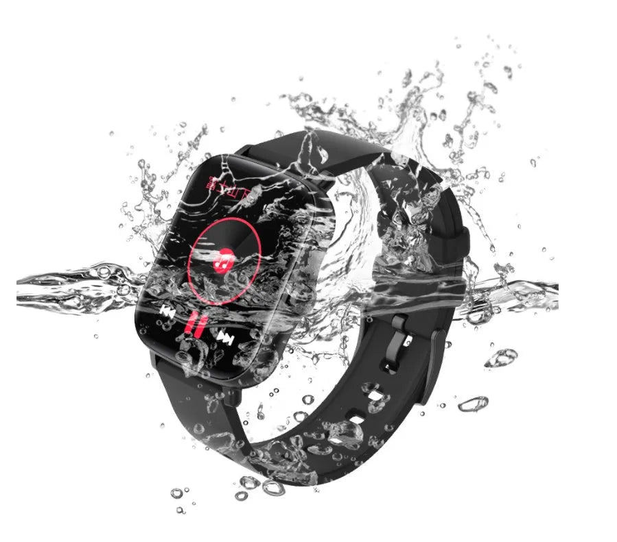Smart sports watch with blue strap and 1.7-inch colour touch screen displaying fitness metrics