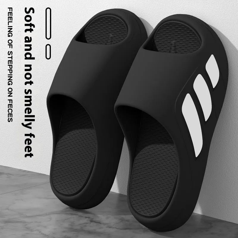 Men's brown platform slippers with a chunky EVA sole and flip-flop design