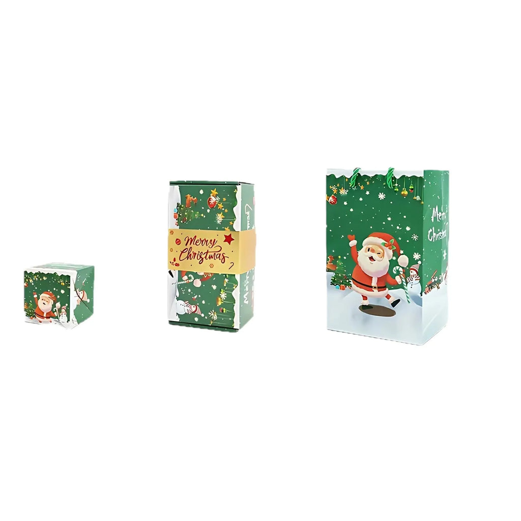 Santa snowman surprise box creative gift set with paper bounce boxes gift box and gift bag red and green colours