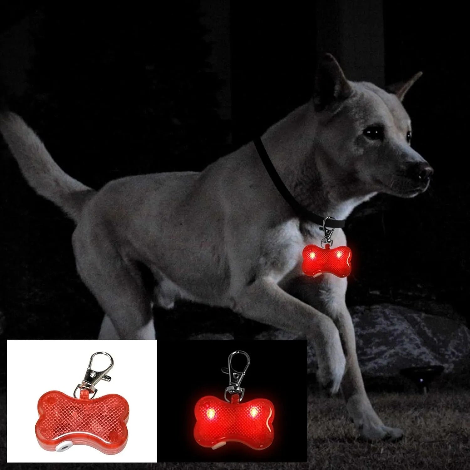 Pet LED luminous bone pendant for cat dog collars in six colour options