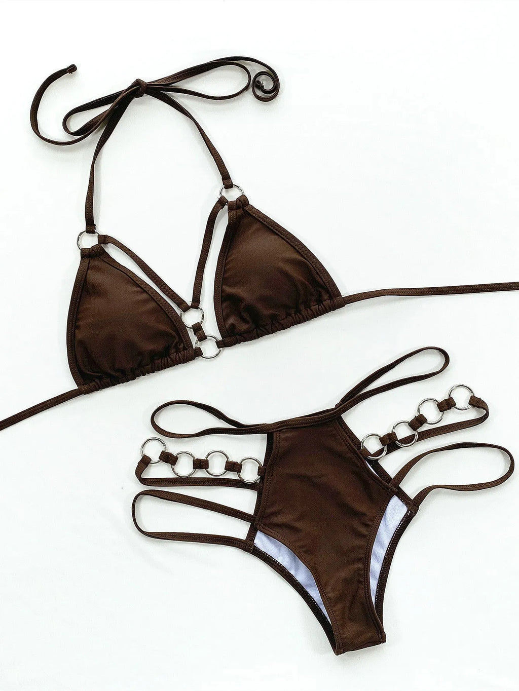 Women's separated two-piece nylon bikini swimwear in multiple colours