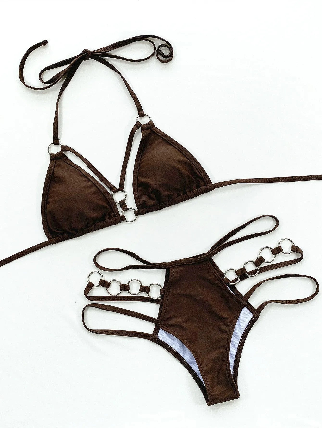 Women's separated two-piece nylon bikini swimwear in multiple colours