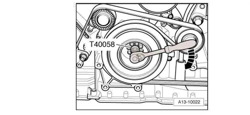 Aodi T40058 crankshaft rotating sleeve timing tool adapter with directional arrows