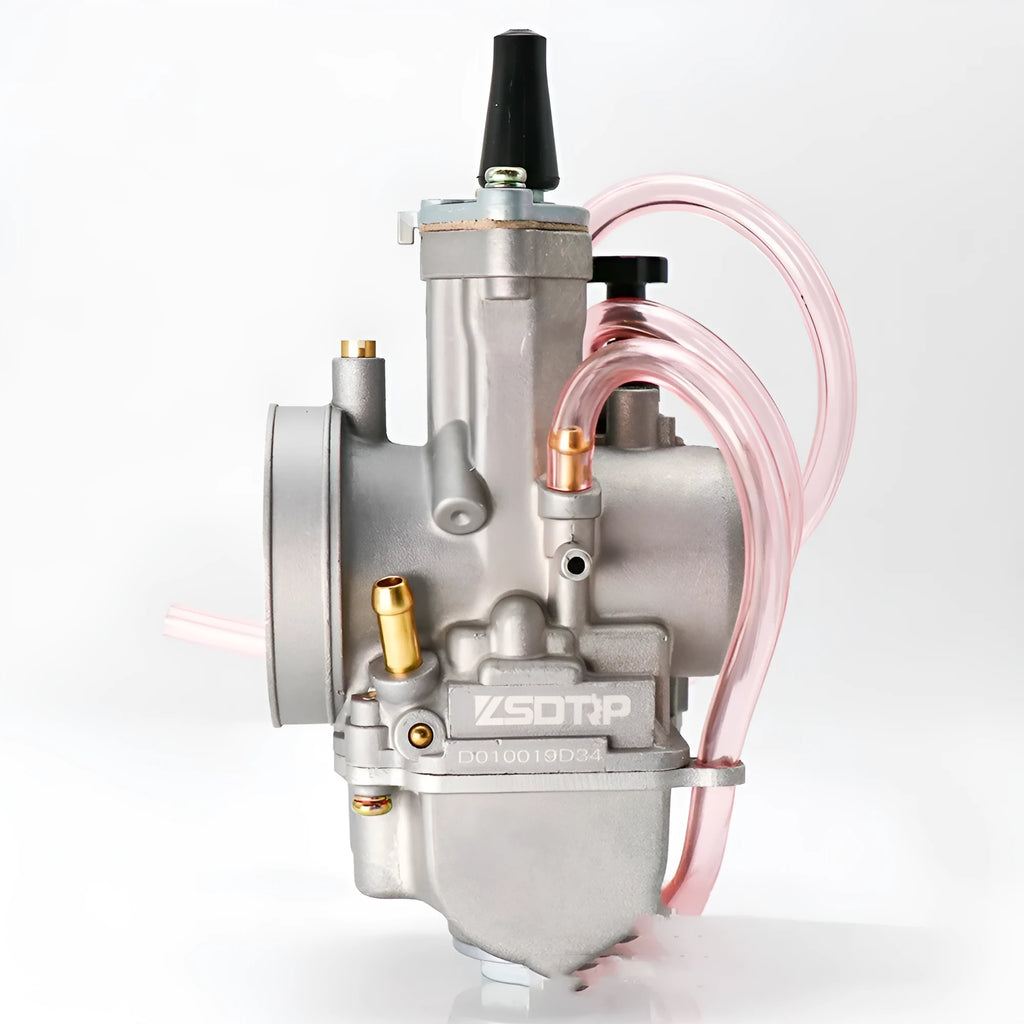 Sandblasted motorcycle carburetor kit in a colour box with size options from 21mm to 34mm
