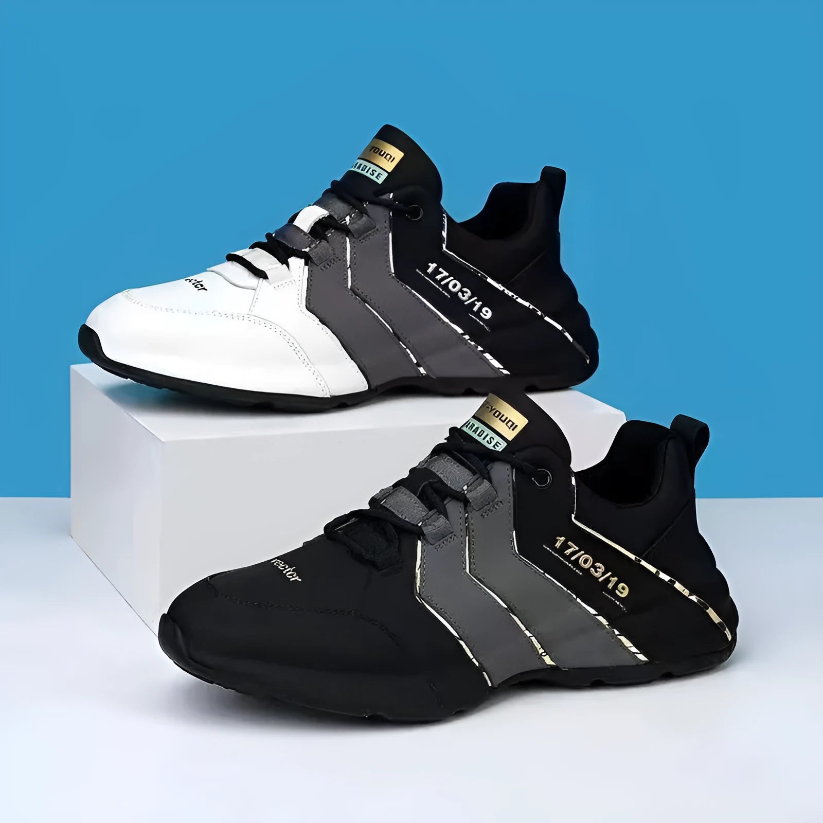 Casual low-top sneakers in various colours with mesh lining and a lace-up front.