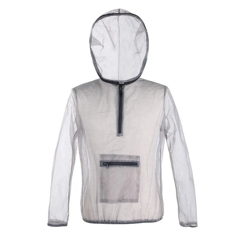 Rayman Jungle Run breathable insect-proof jacket in smoky gray mesh cloth for outdoor mountaineering and jungle crossing