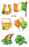 Children's temporary tattoo sticker with Irish festival flag and St Patrick's Day clover design