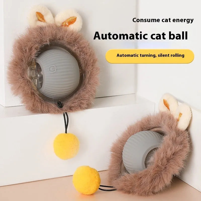 Self-Hi funny cat rolling ball toy in plush cat ball style, available in red, green, and gray colours
