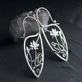 Silver electroplated alloy rhinestone lotus vine flower geometric earrings for women