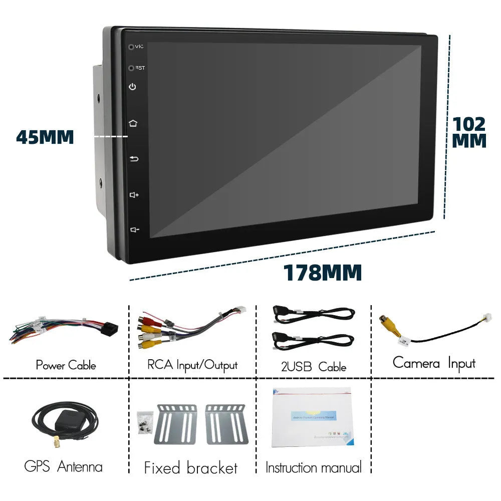 Universal black CarPlay navigation MP5 player with 7-inch screen showing GPS map display
