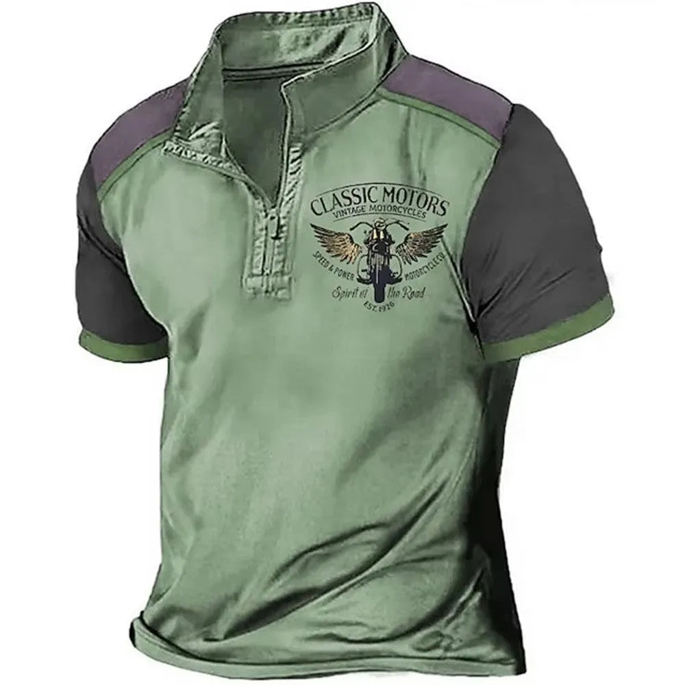 Golf polo shirt with 3D printed design in solid colour on bird eye polyester fabric