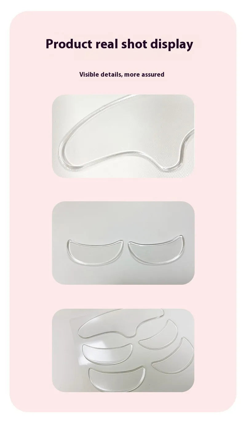 Five silicone anti-wrinkle face stickers with adhesive backing for wrinkle reduction