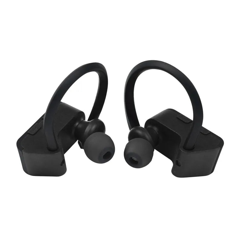 Black wireless Bluetooth 5.0 in-ear headphones with ergonomic design for hands-free calls